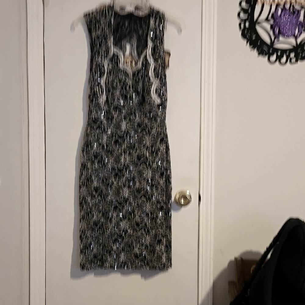 Elegant Black and Silver Sequin Dress